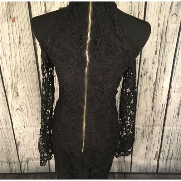 NEW Vera & Lucy black lace cold shoulder dress - Picture 7 of 9